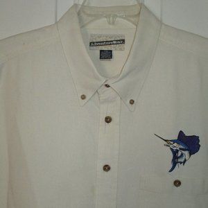 AdventureWear Mens S/S Natural Cotton Button Down Casual Sailfish Shirt - XXL